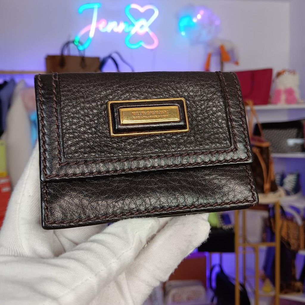 Burberry Vintage Dark Brown Leather Card Holder